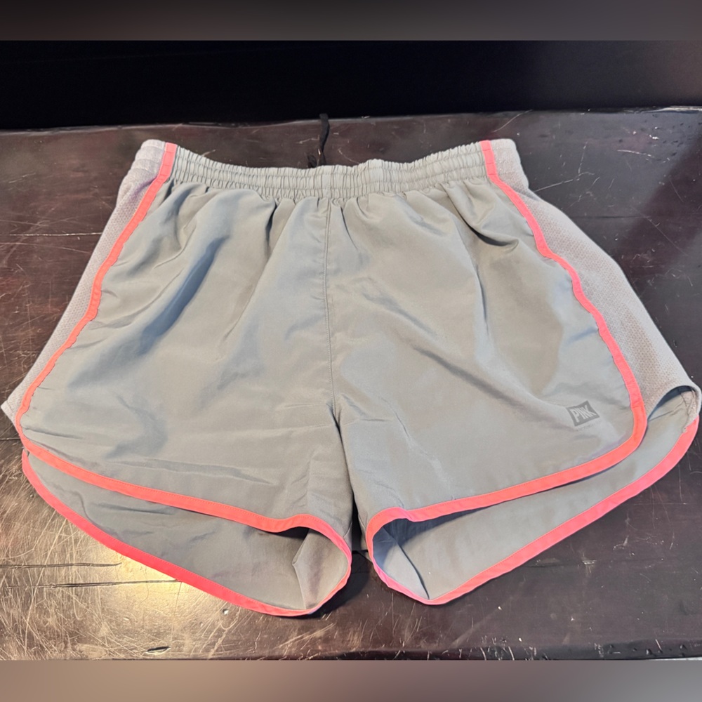 Gray Women's Shorts with Coral Trim